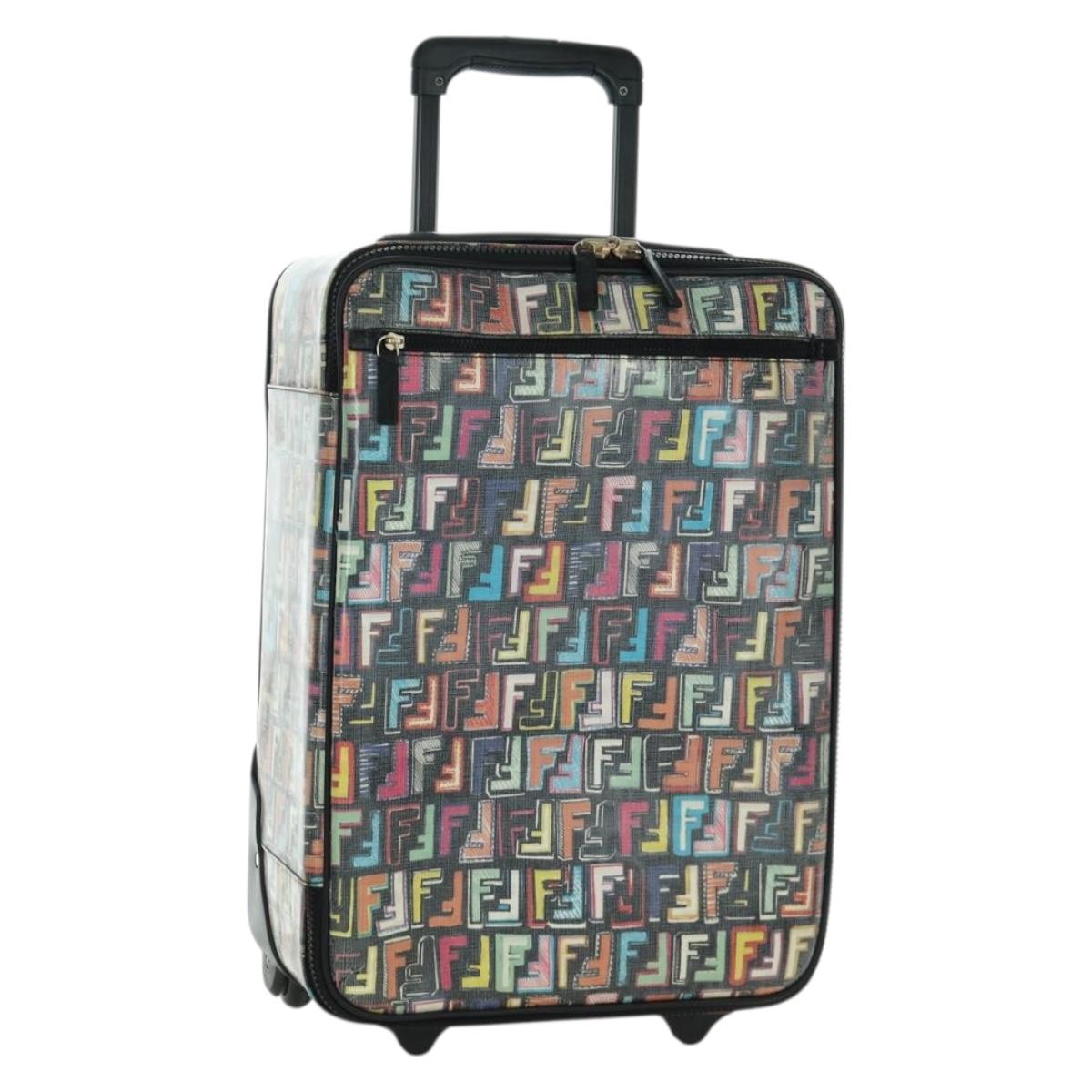 FENDI Carry Case Zucca Canvas Trunk Multicolor Gold Auth AMZ467M