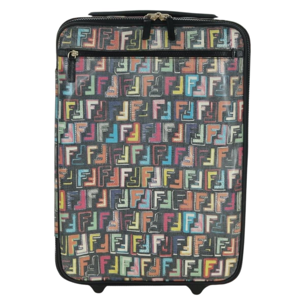 FENDI Carry Case Zucca Canvas Trunk Multicolor Gold Auth AMZ467M