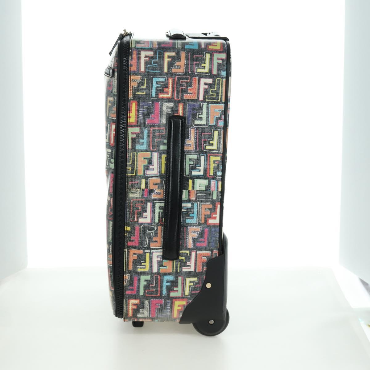 FENDI Carry Case Zucca Canvas Trunk Multicolor Gold Auth AMZ467M