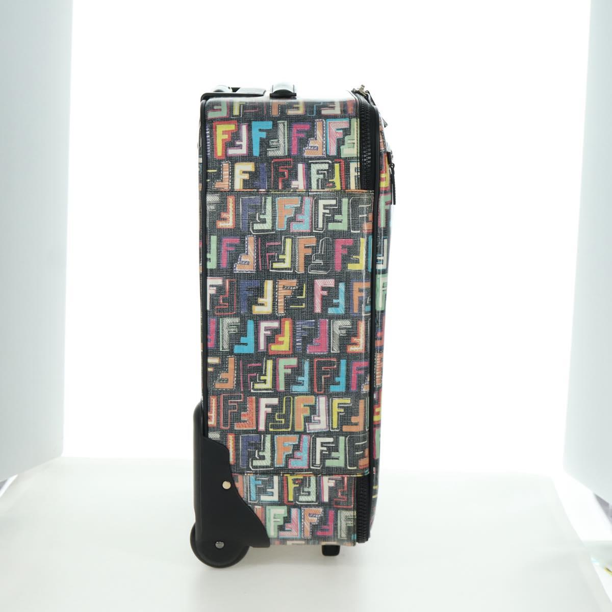 FENDI Carry Case Zucca Canvas Trunk Multicolor Gold Auth AMZ467M