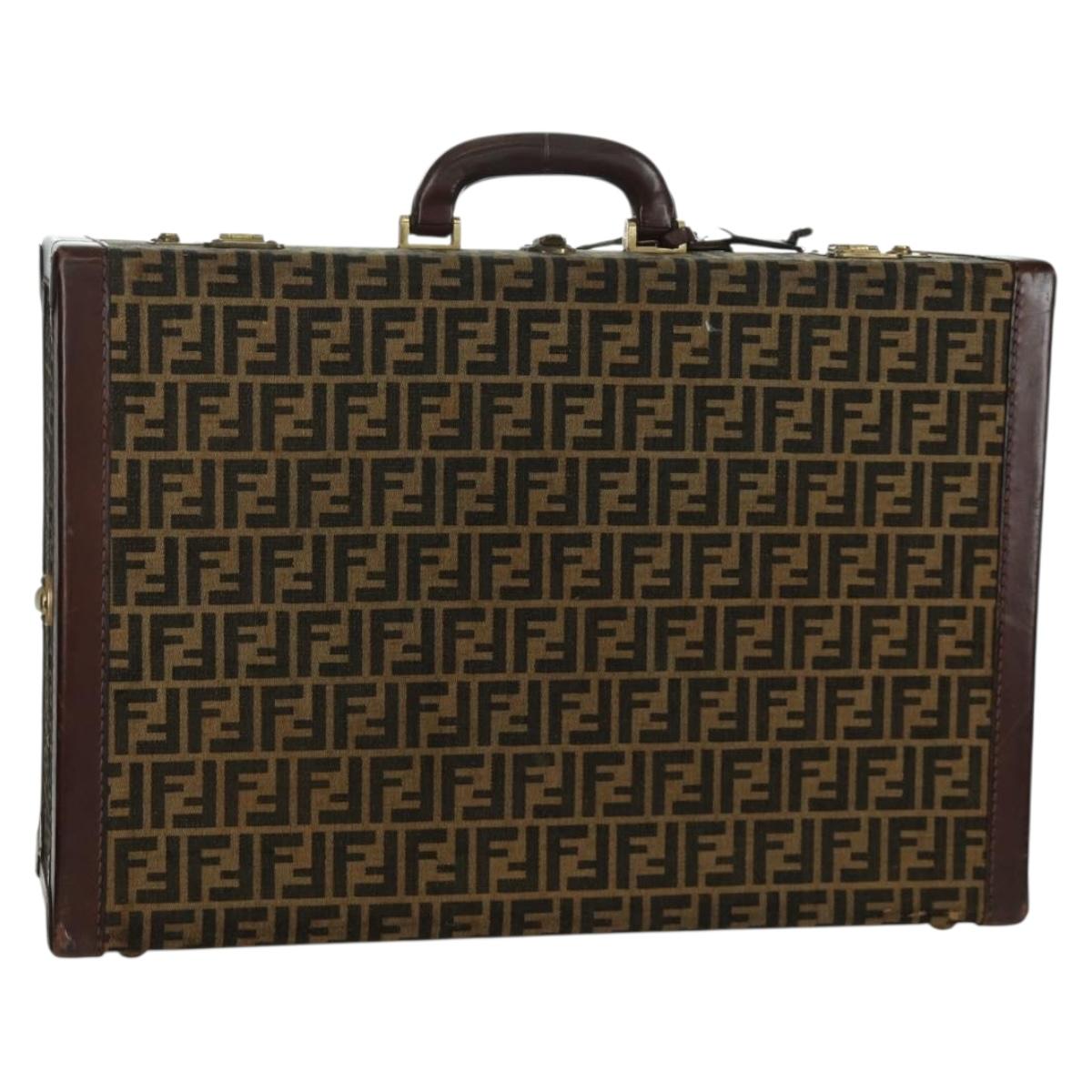FENDI Zucca Canvas Trunk Black Brown Auth AMZ468V