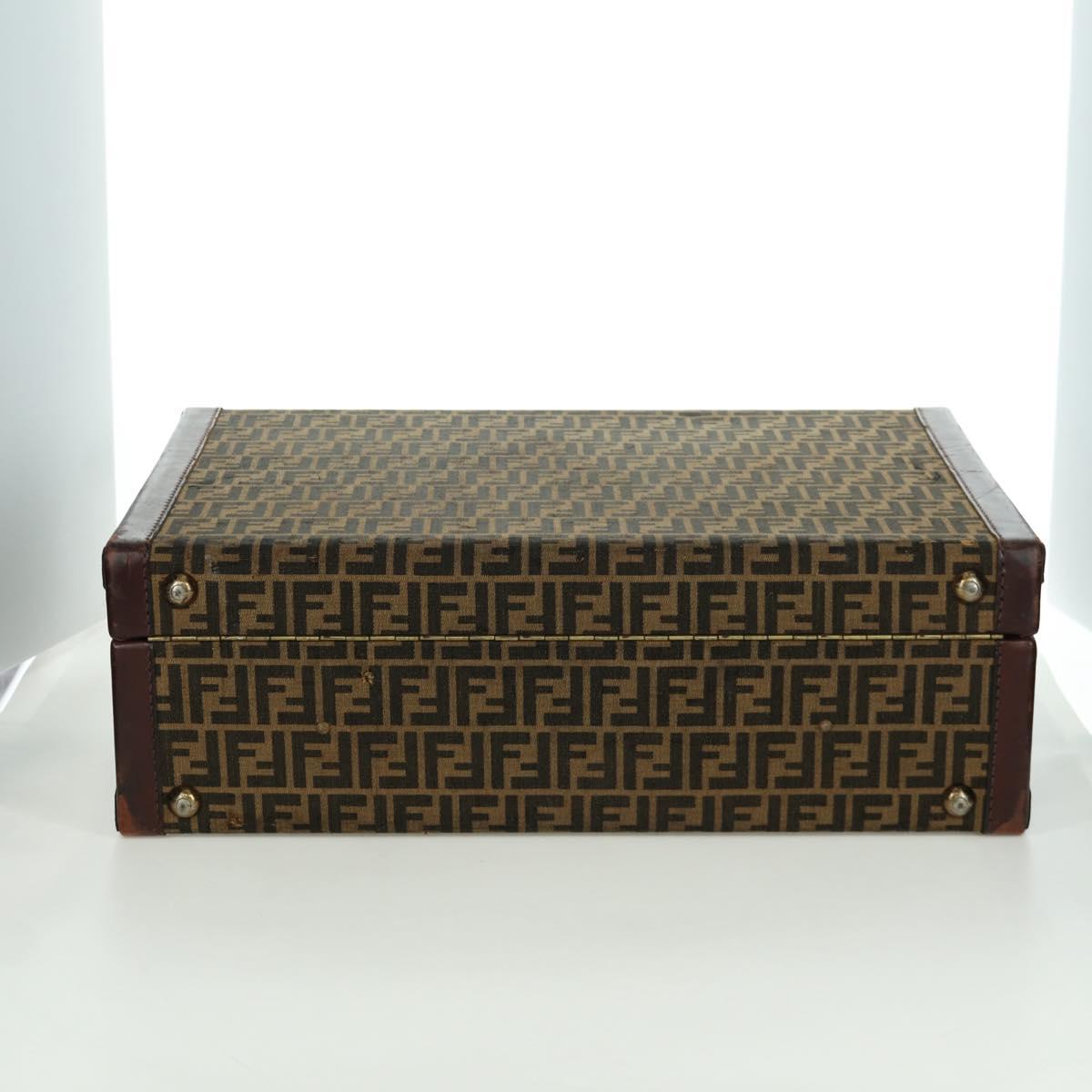 FENDI Zucca Canvas Trunk Black Brown Auth AMZ468V