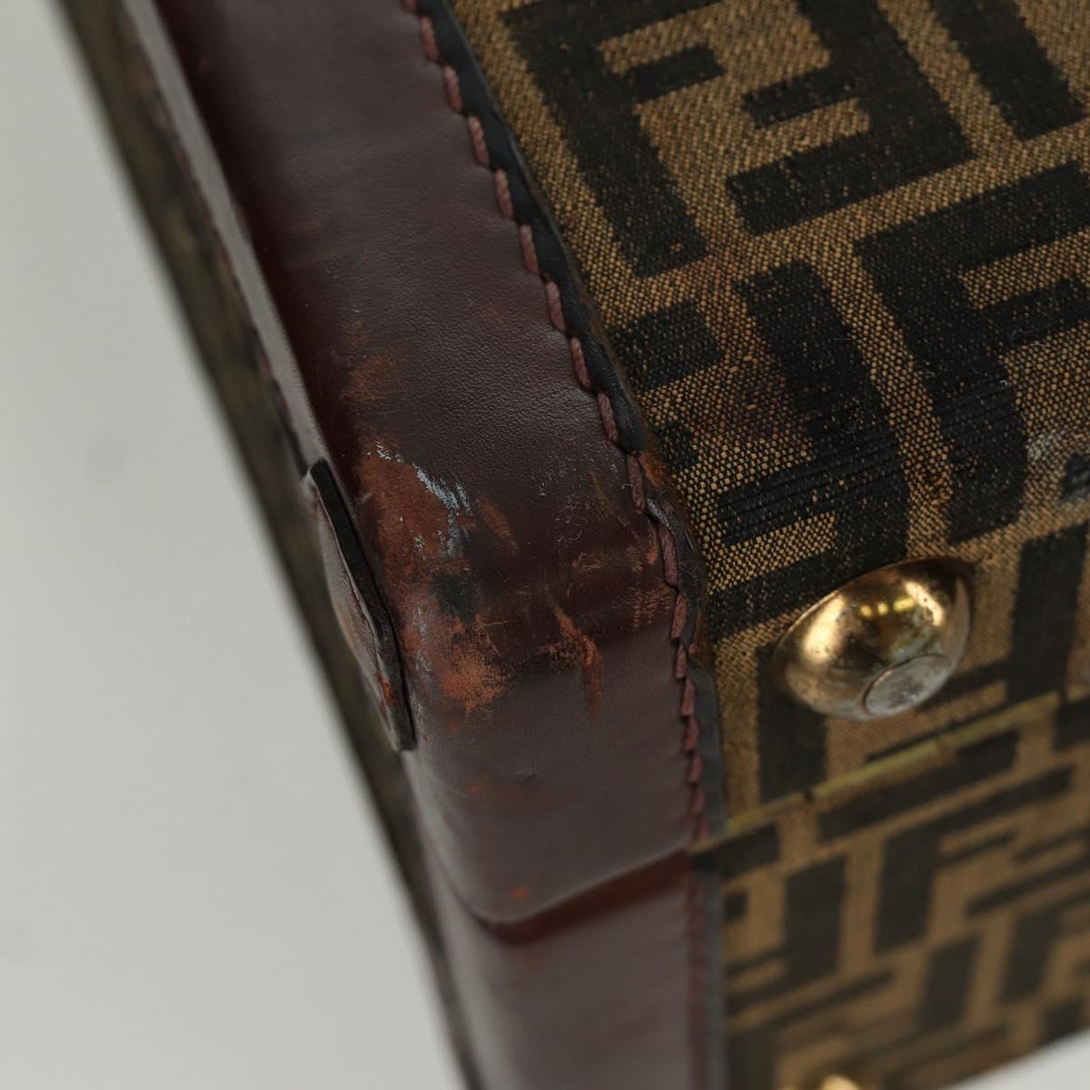 FENDI Zucca Canvas Trunk Black Brown Auth AMZ468V