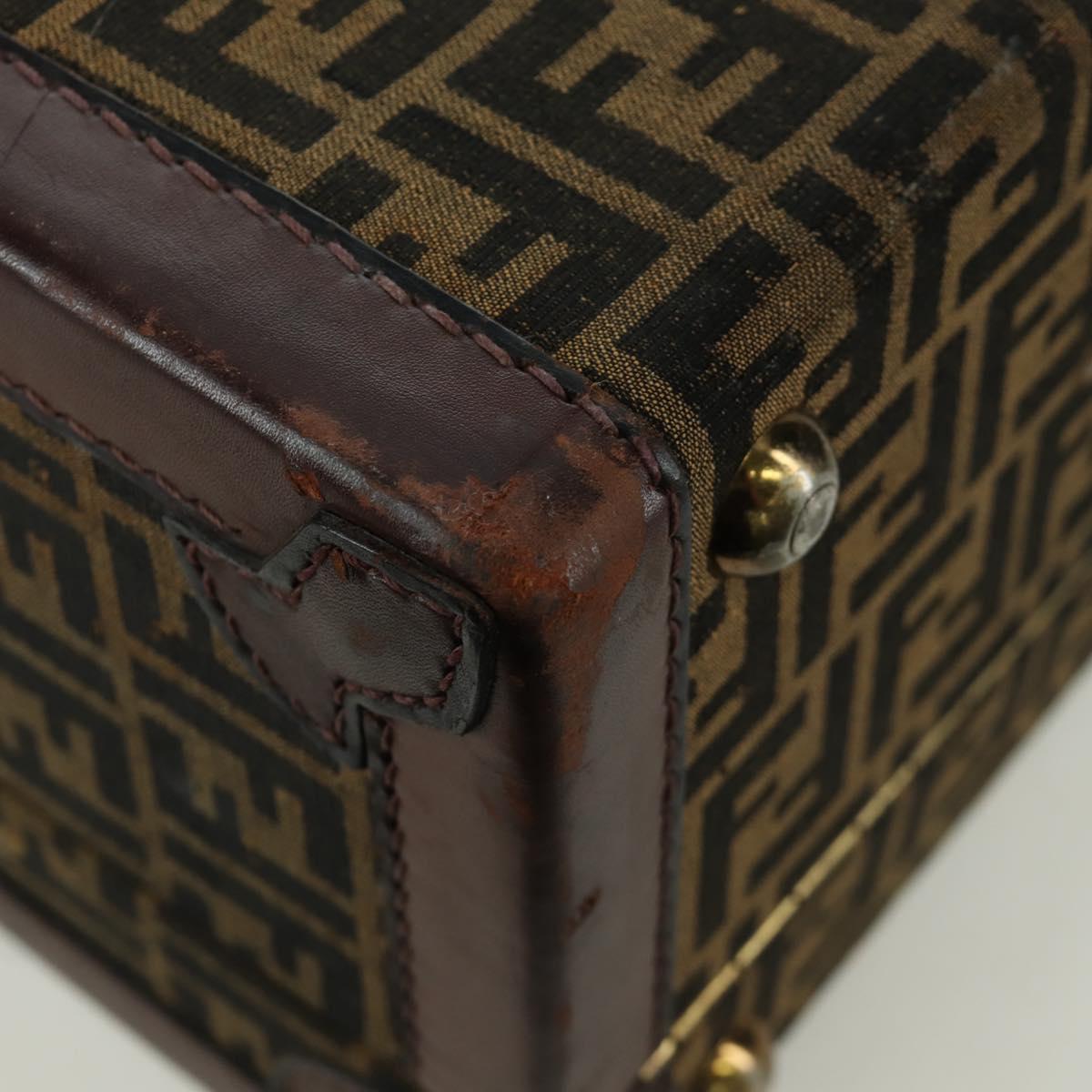 FENDI Zucca Canvas Trunk Black Brown Auth AMZ468V
