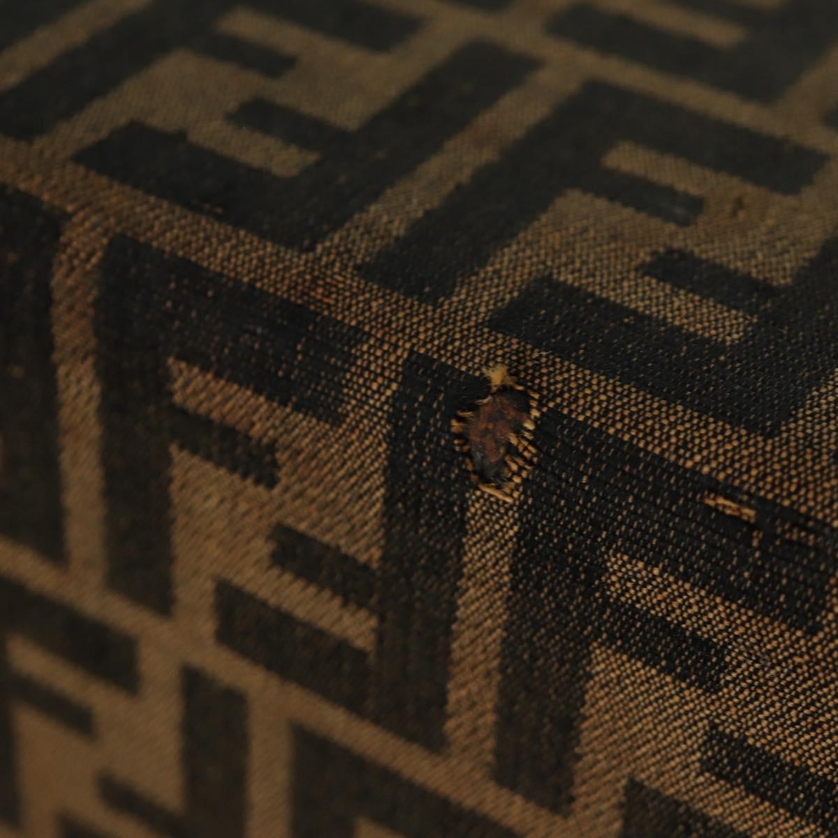 FENDI Zucca Canvas Trunk Black Brown Auth AMZ468V