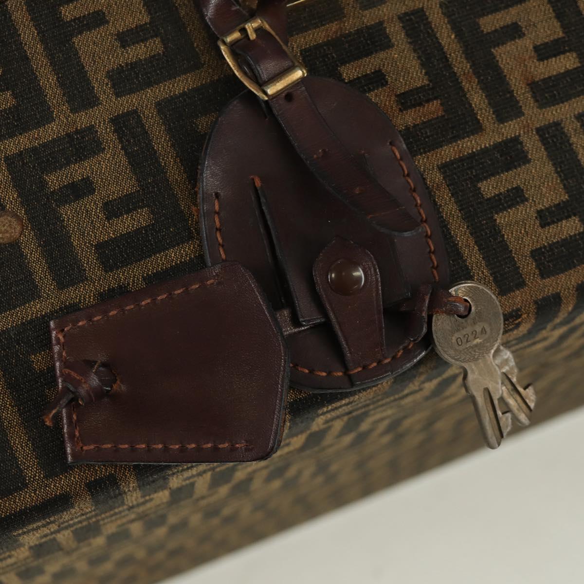 FENDI Zucca Canvas Trunk Black Brown Auth AMZ468V
