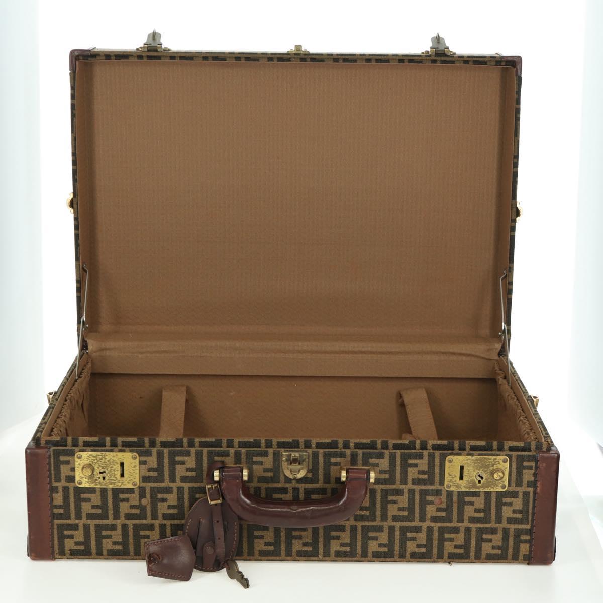 FENDI Zucca Canvas Trunk Black Brown Auth AMZ468V