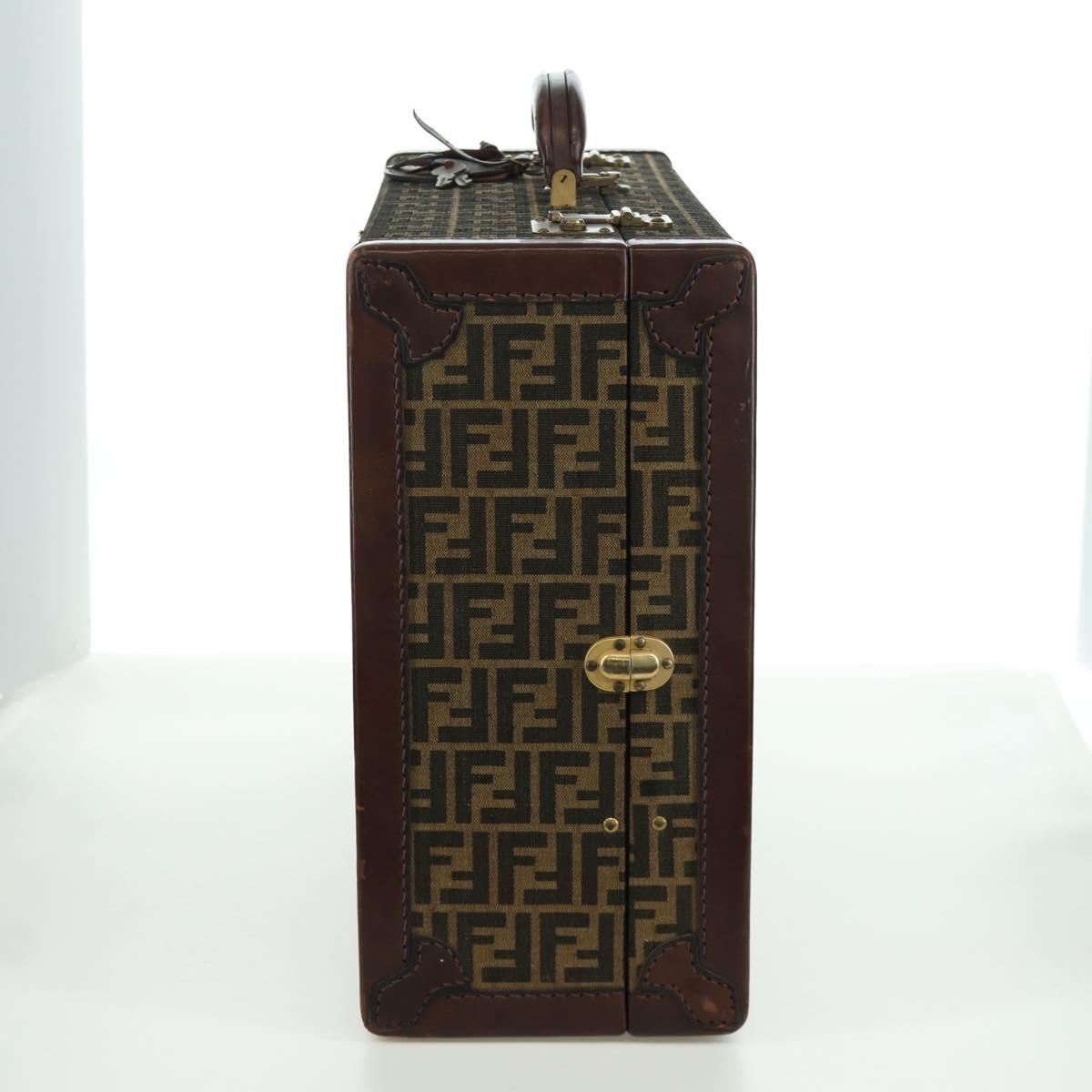 FENDI Zucca Canvas Trunk Black Brown Auth AMZ468V