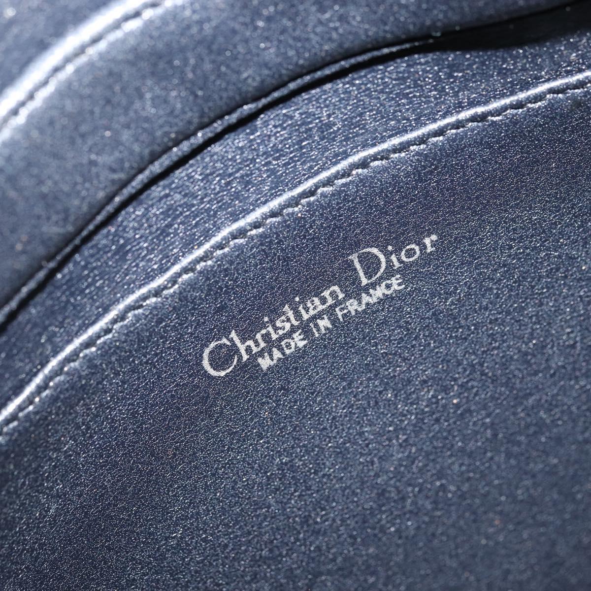 Christian Dior Trotter Canvas Shoulder Bag Navy Gold Auth AMZ494A