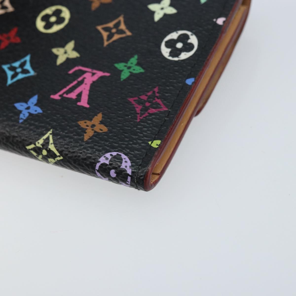 LOUIS VUITTON Multicolor Porte Monnaie Cozy Coin Purse Black M60007 Auth AMZ507