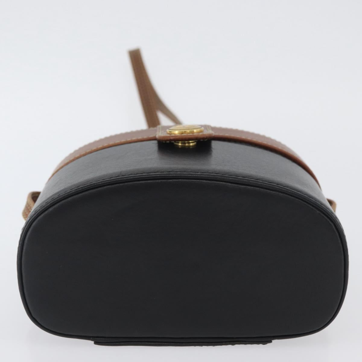 LOEWE Vanity Hand Bag Leather Black Gold Auth AMZ508