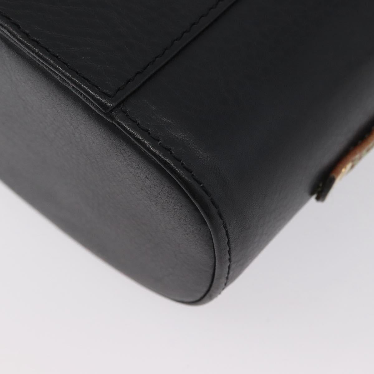LOEWE Vanity Hand Bag Leather Black Gold Auth AMZ508