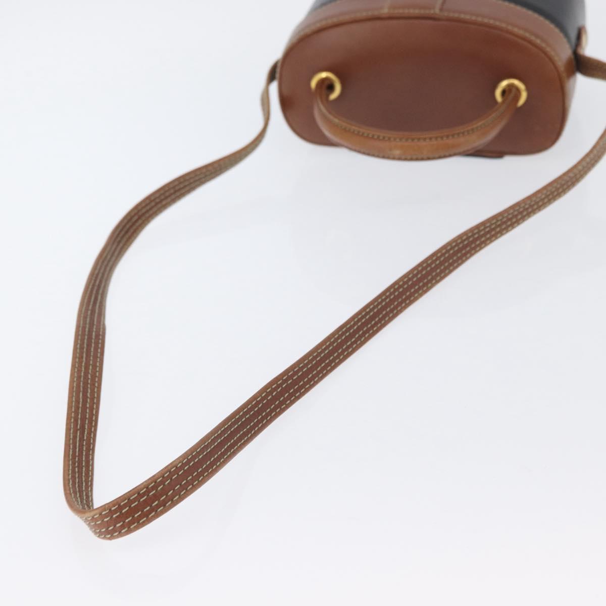LOEWE Vanity Hand Bag Leather Black Gold Auth AMZ508