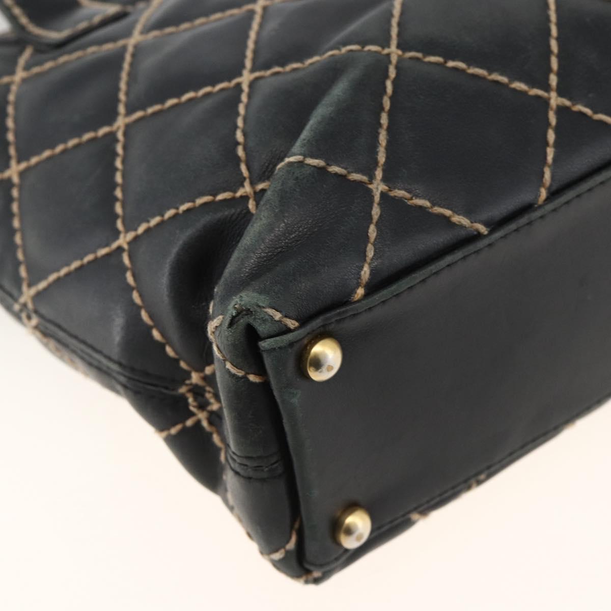 CHANEL Matelasse Wild stitch Tote Bag Leather Black Gold CC Auth AMZ509
