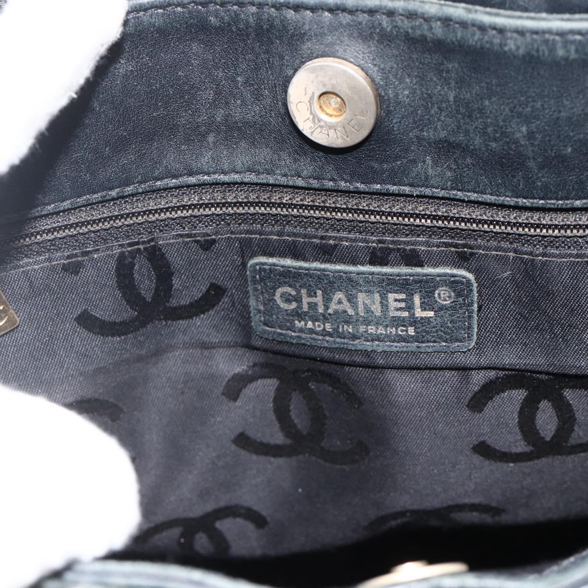 CHANEL Matelasse Wild stitch Tote Bag Leather Black Gold CC Auth AMZ509