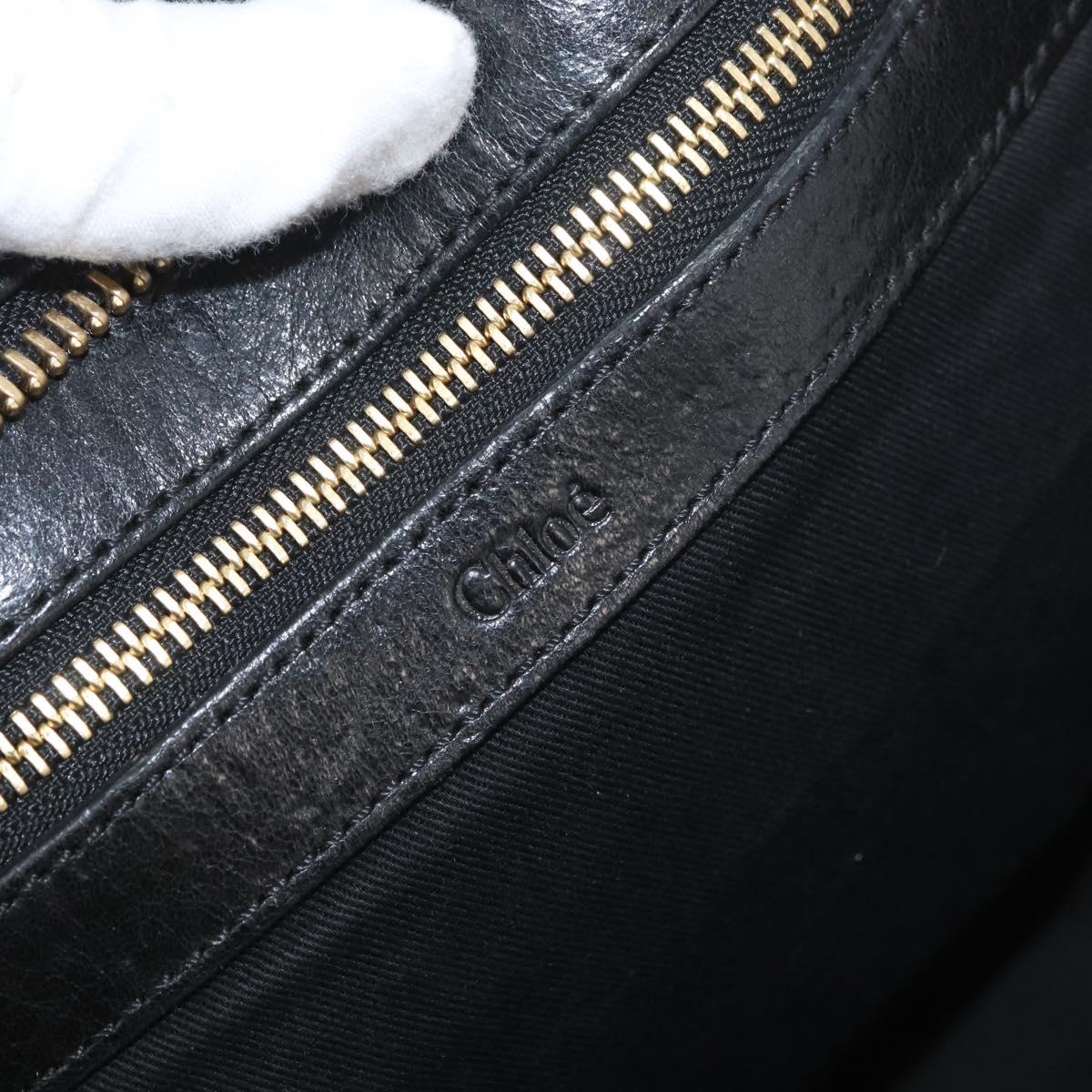 Chloe Etel Hand Bag Leather 2way Black Gold Auth AMZ510A