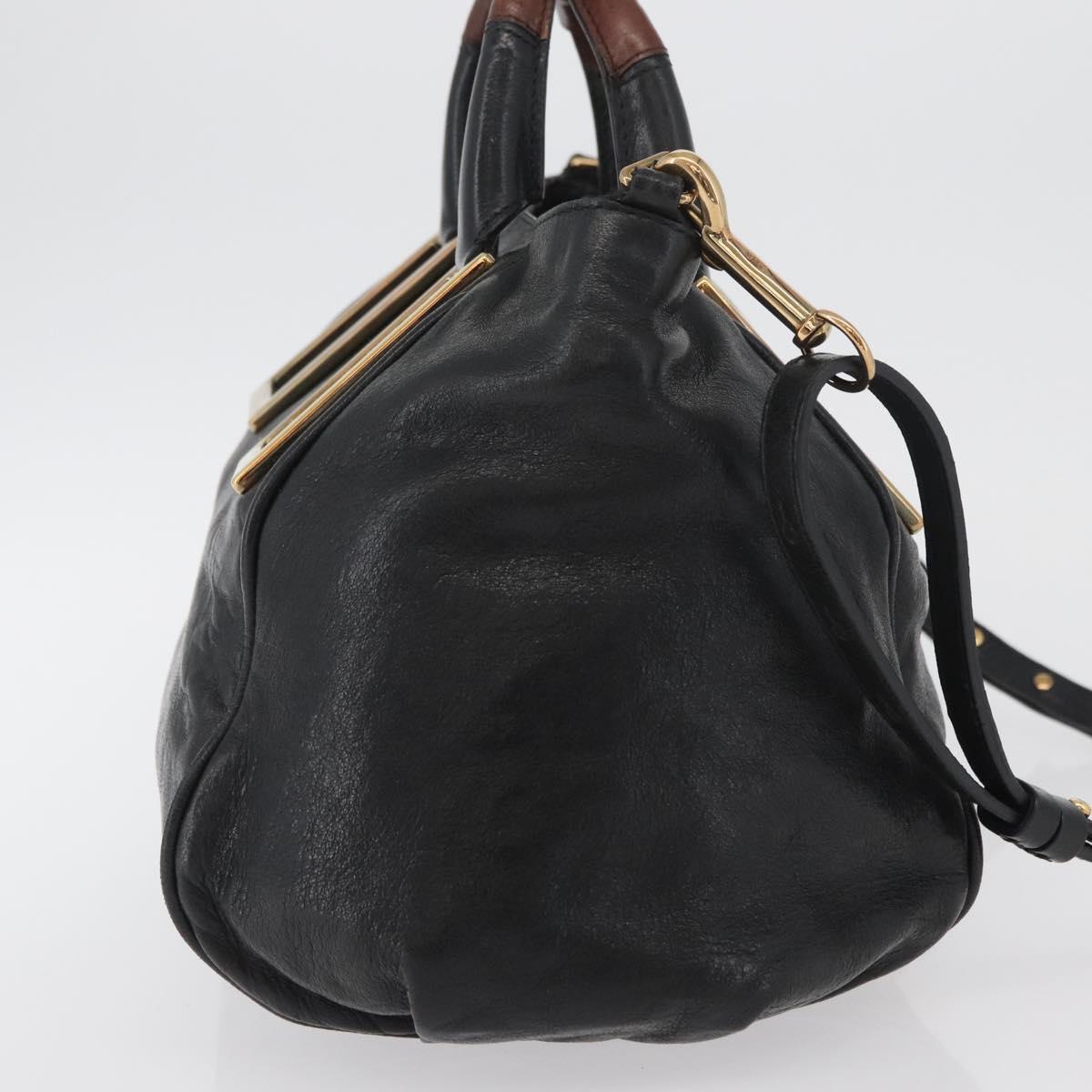 Chloe Etel Hand Bag Leather 2way Black Gold Auth AMZ510A