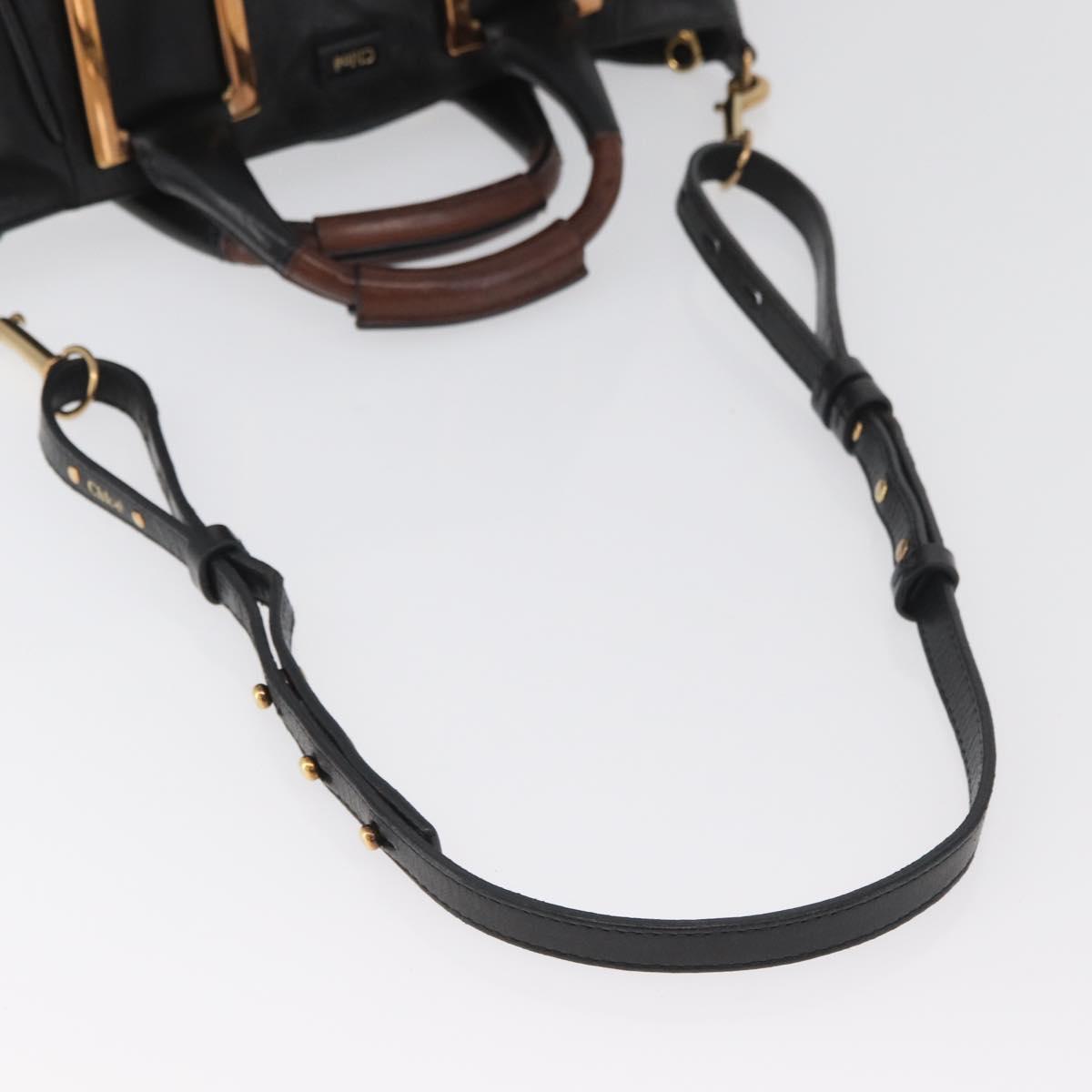 Chloe Etel Hand Bag Leather 2way Black Gold Auth AMZ510A