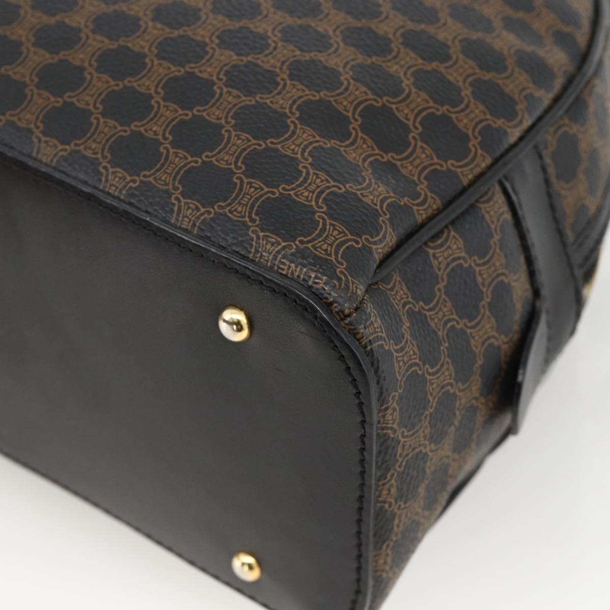 CELINE Macadam Canvas Hand Bag PVC Leather Black Gold Auth AMZ525A