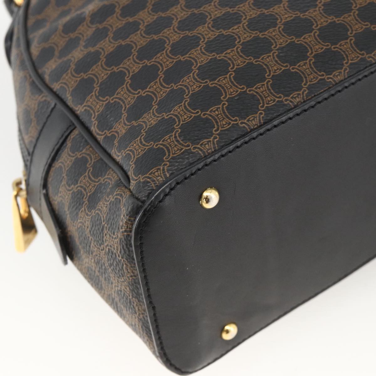 CELINE Macadam Canvas Hand Bag PVC Leather Black Gold Auth AMZ525A