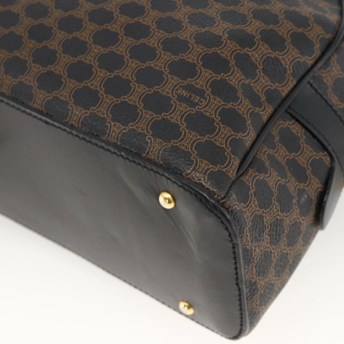 CELINE Macadam Canvas Hand Bag PVC Leather Black Gold Auth AMZ525A