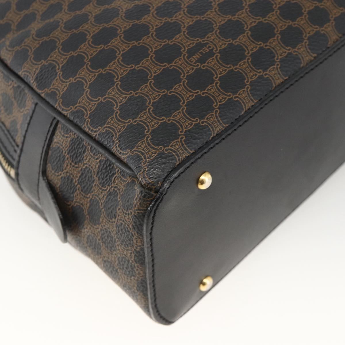 CELINE Macadam Canvas Hand Bag PVC Leather Black Gold Auth AMZ525A