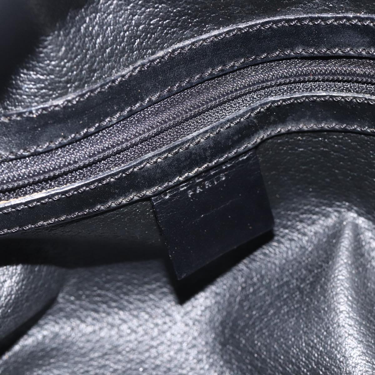 CELINE Macadam Canvas Hand Bag PVC Leather Black Gold Auth AMZ525A