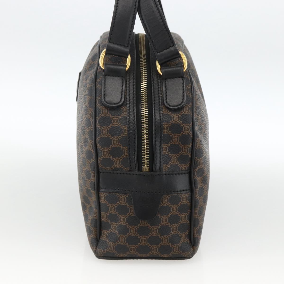 CELINE Macadam Canvas Hand Bag PVC Leather Black Gold Auth AMZ525A