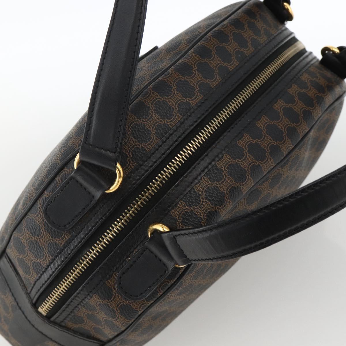 CELINE Macadam Canvas Hand Bag PVC Leather Black Gold Auth AMZ525A
