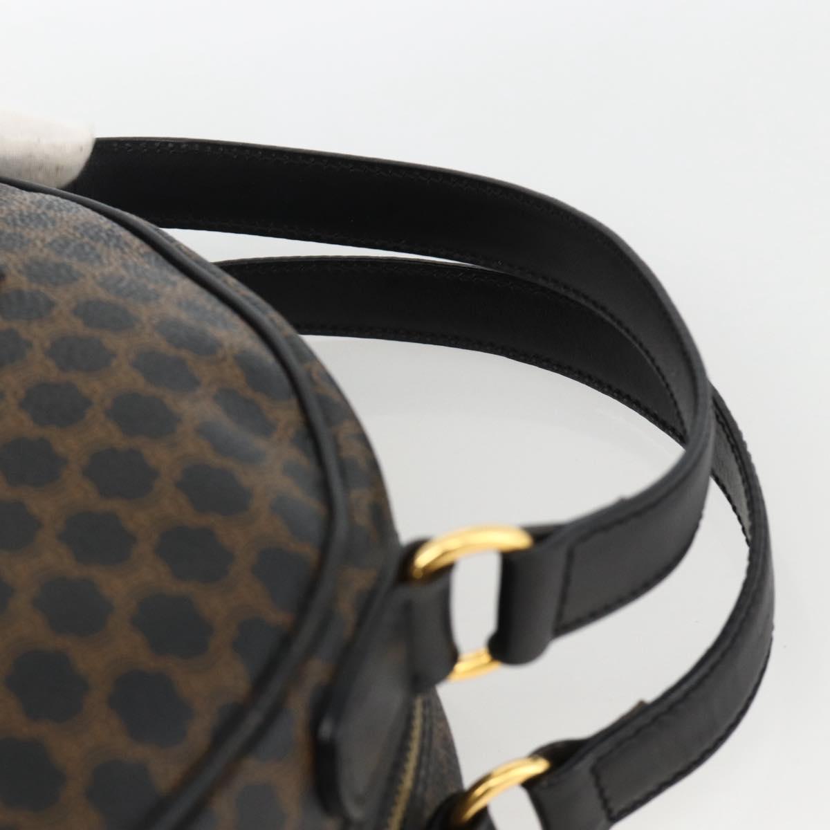 CELINE Macadam Canvas Hand Bag PVC Leather Black Gold Auth AMZ525A