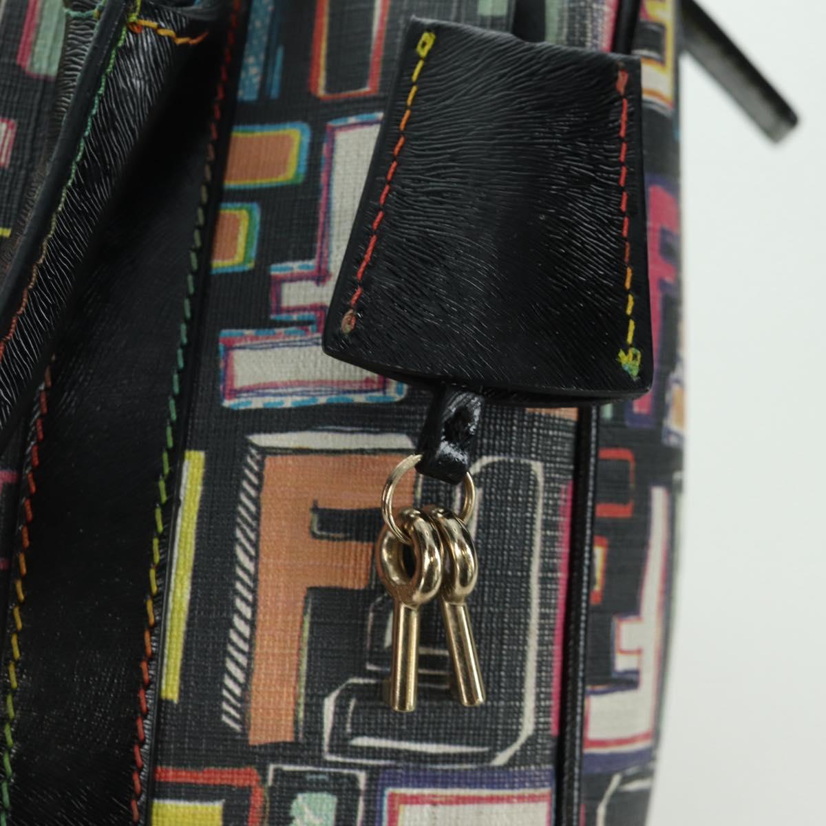 FENDI Zucca Canvas Hand Bag Black Gold Auth AMZ529SAM