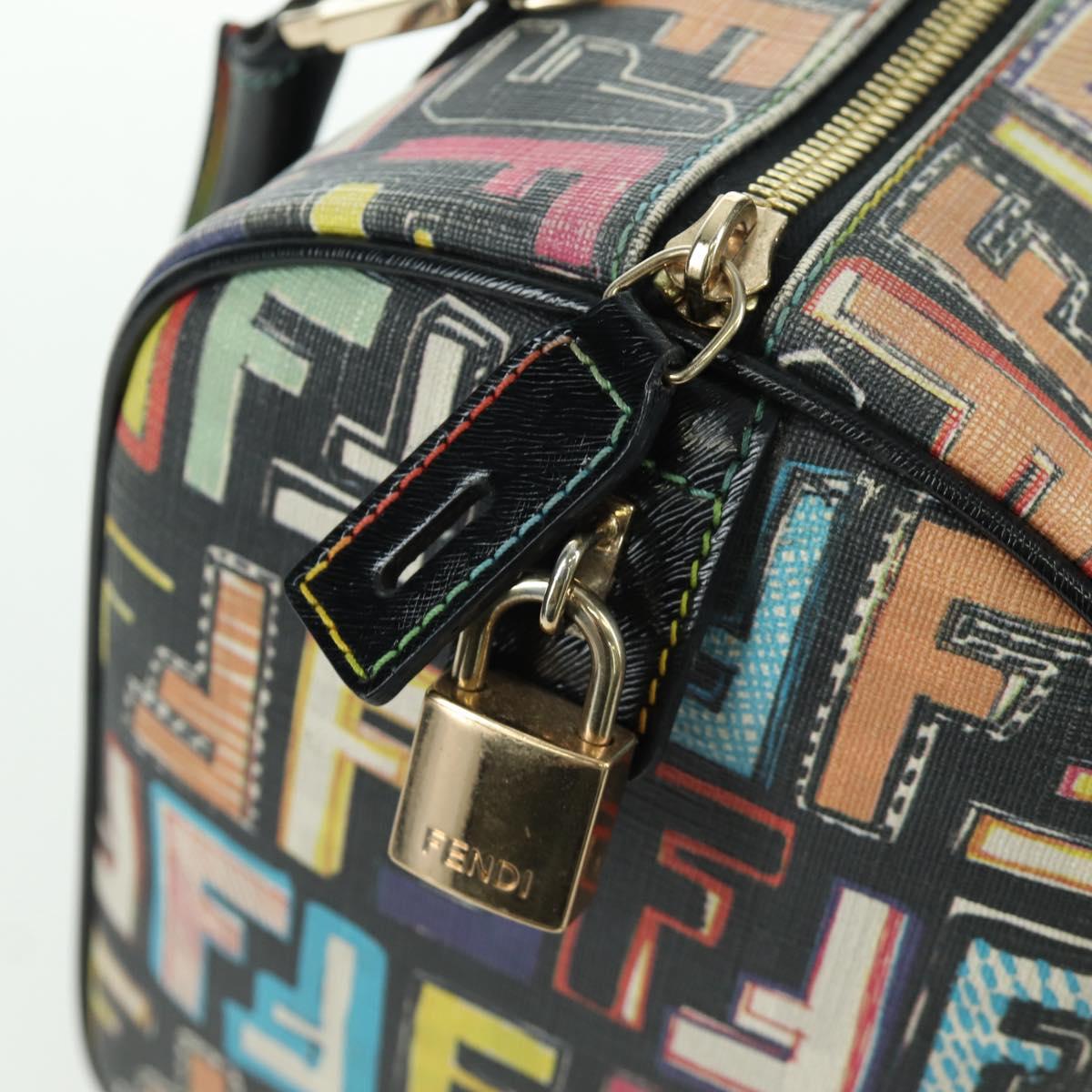 FENDI Zucca Canvas Hand Bag Black Gold Auth AMZ529SAM