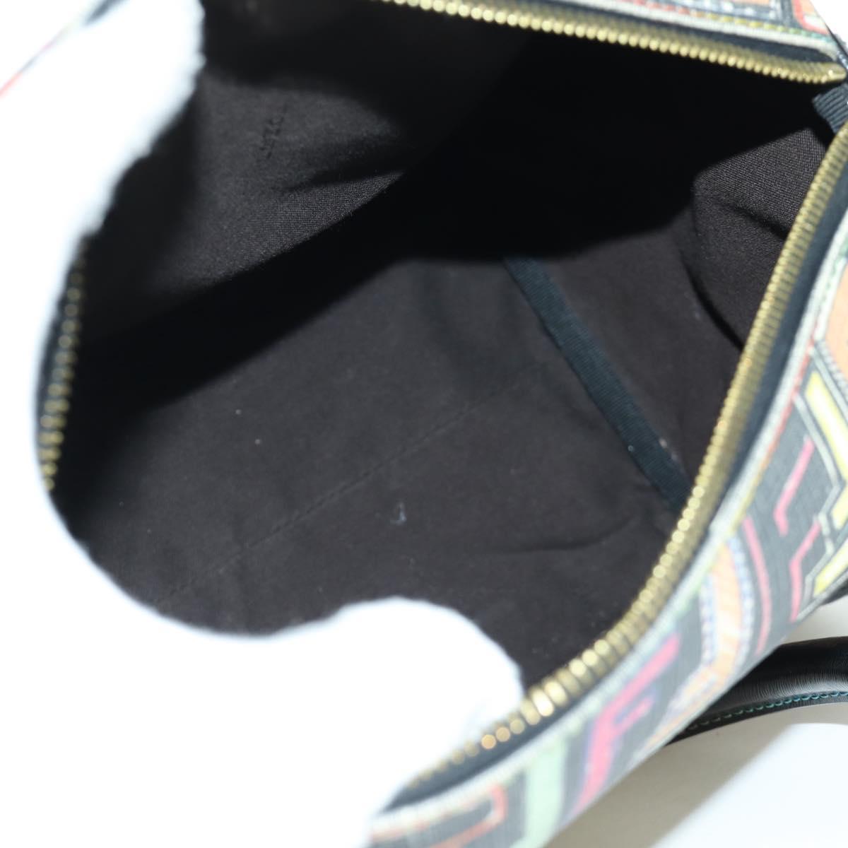 FENDI Zucca Canvas Hand Bag Black Gold Auth AMZ529SAM