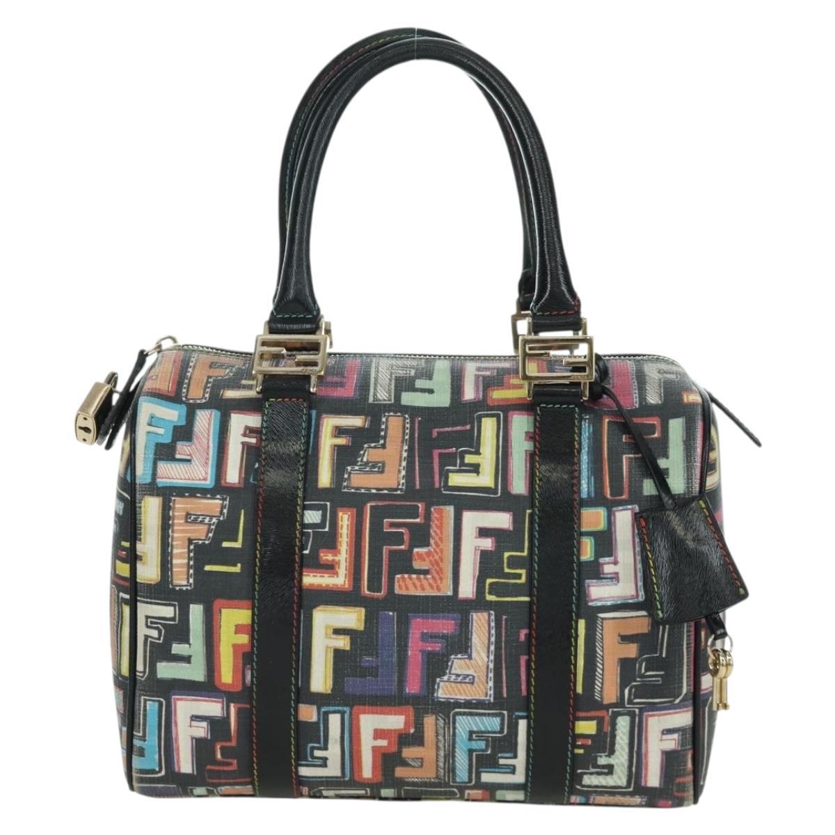 FENDI Zucca Canvas Hand Bag Black Gold Auth AMZ529SAM