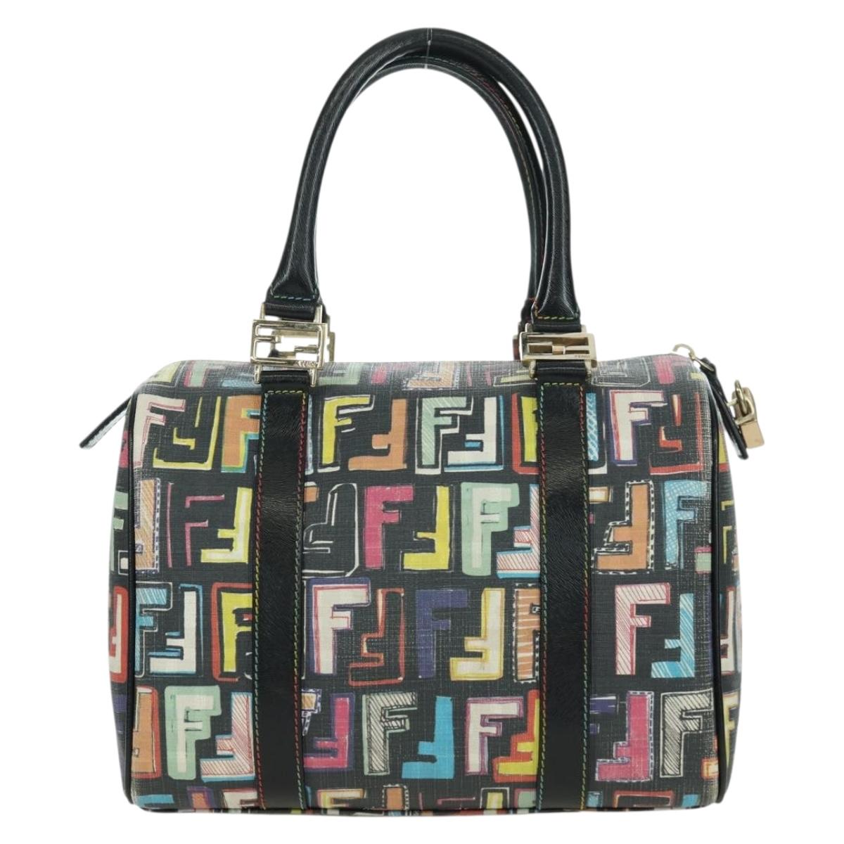 FENDI Zucca Canvas Hand Bag Black Gold Auth AMZ529SAM