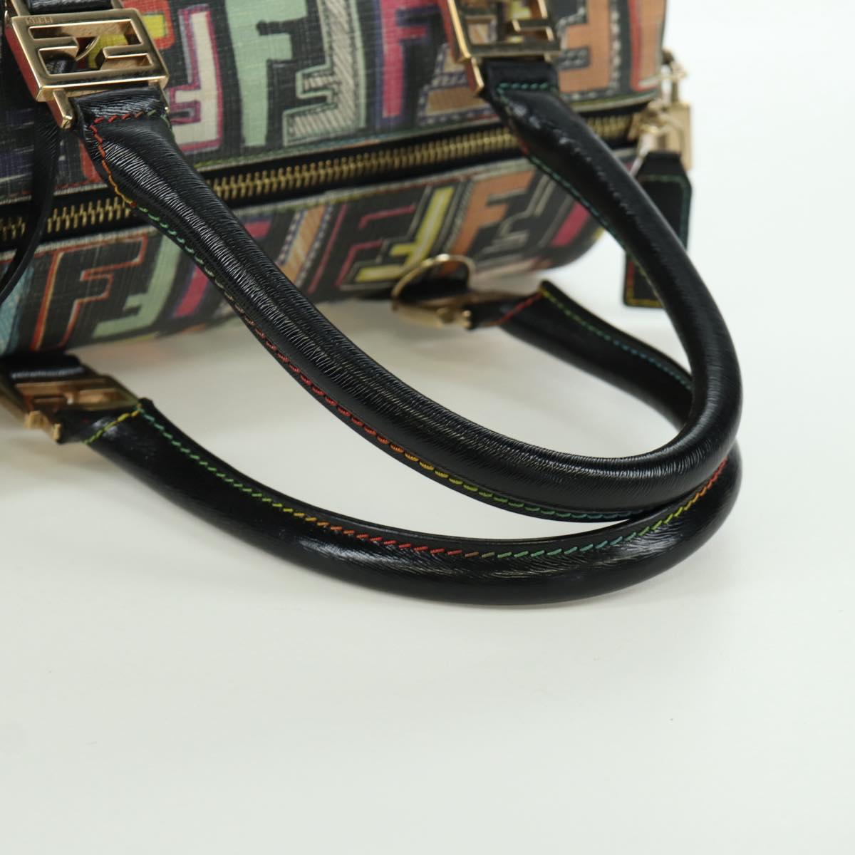 FENDI Zucca Canvas Hand Bag Black Gold Auth AMZ529SAM