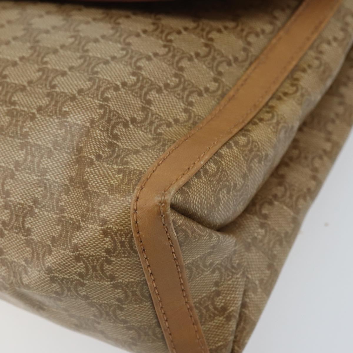 CELINE Macadam Canvas Shoulder Bag PVC Beige Gold Auth AMZ531A