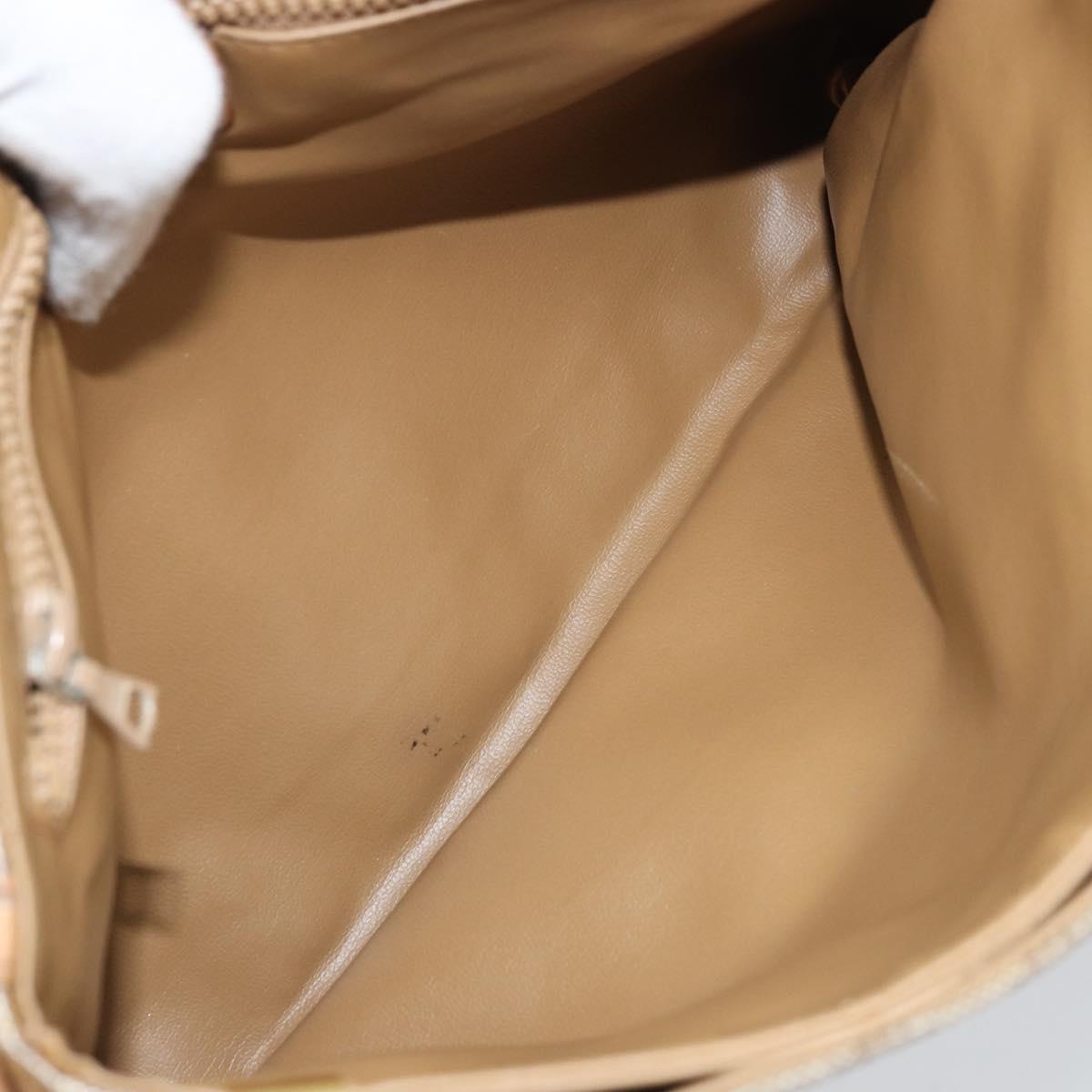 CELINE Macadam Canvas Shoulder Bag PVC Beige Gold Auth AMZ531A