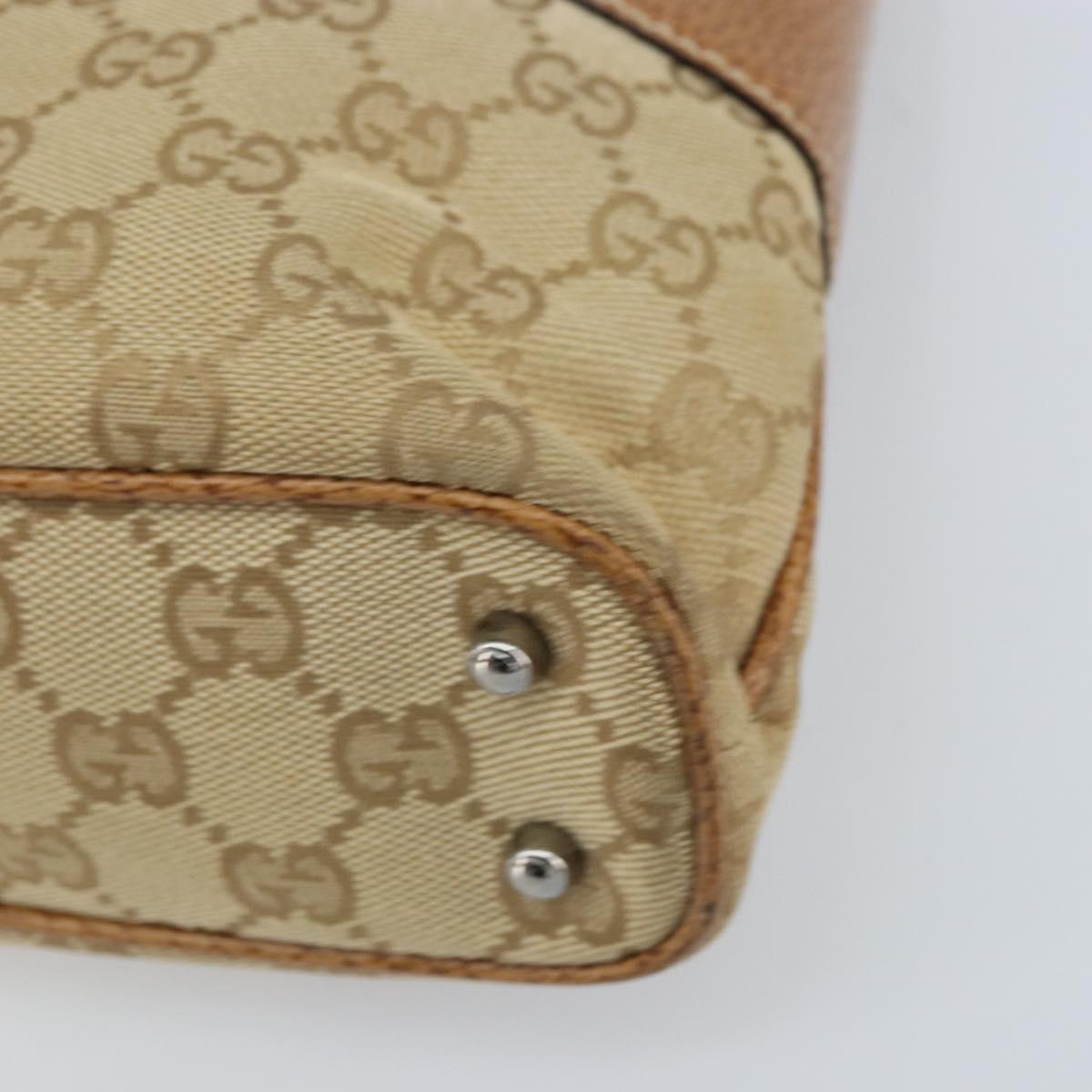 GUCCI GG Canvas Hand Bag Beige Silver 113015 Auth AMZ533A