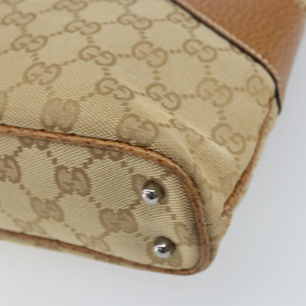 GUCCI GG Canvas Hand Bag Beige Silver 113015 Auth AMZ533A