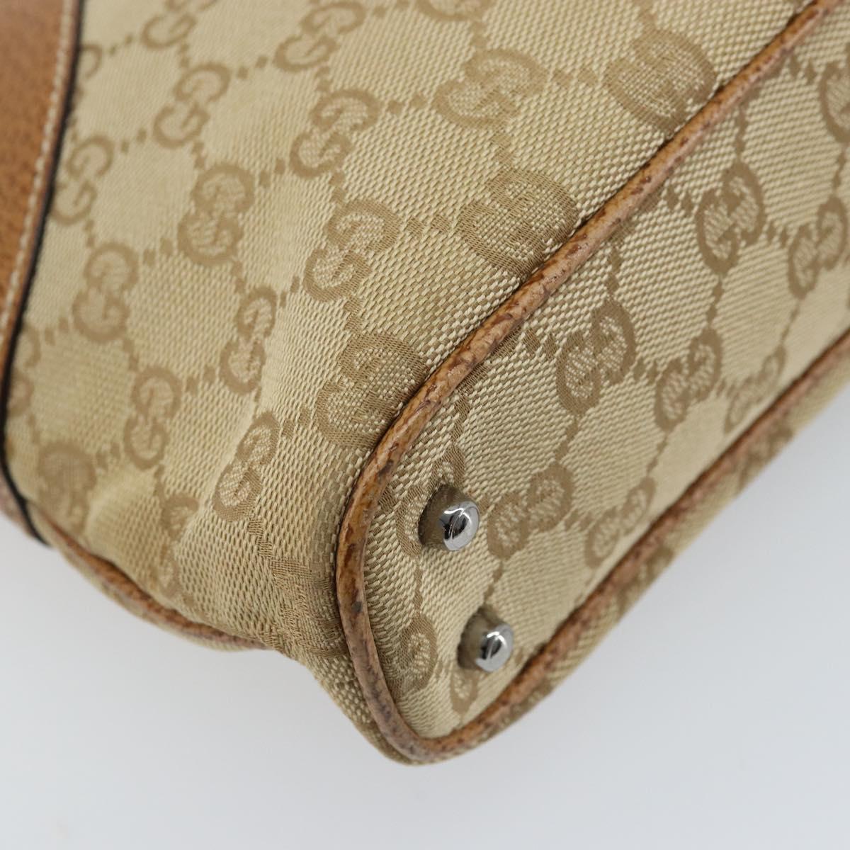 GUCCI GG Canvas Hand Bag Beige Silver 113015 Auth AMZ533A
