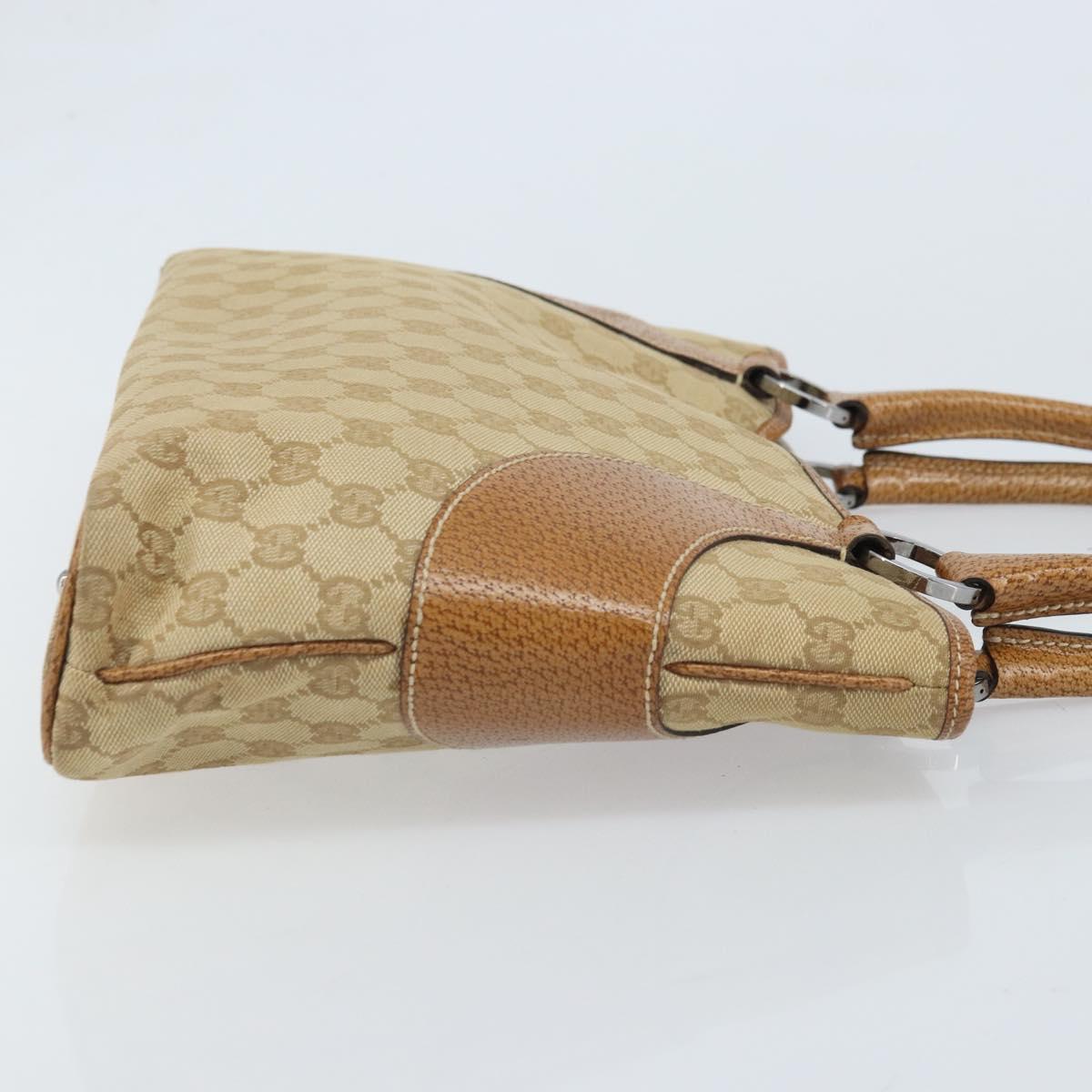 GUCCI GG Canvas Hand Bag Beige Silver 113015 Auth AMZ533A