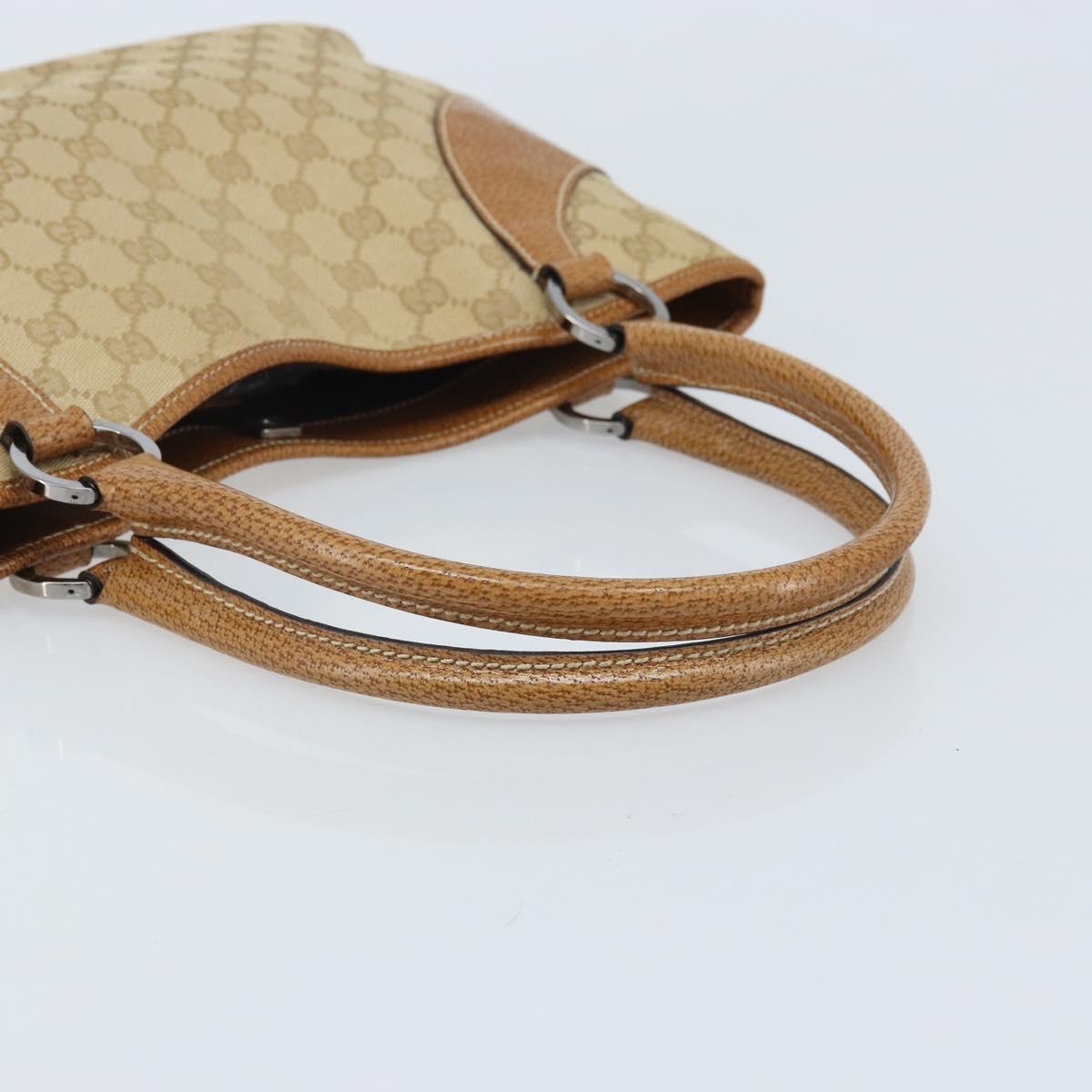 GUCCI GG Canvas Hand Bag Beige Silver 113015 Auth AMZ533A