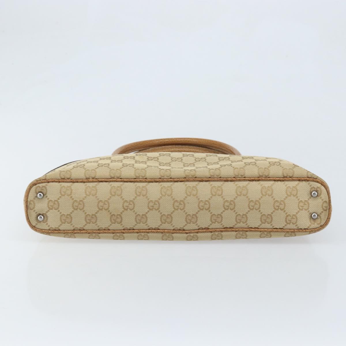 GUCCI GG Canvas Hand Bag Beige Silver 113015 Auth AMZ533A