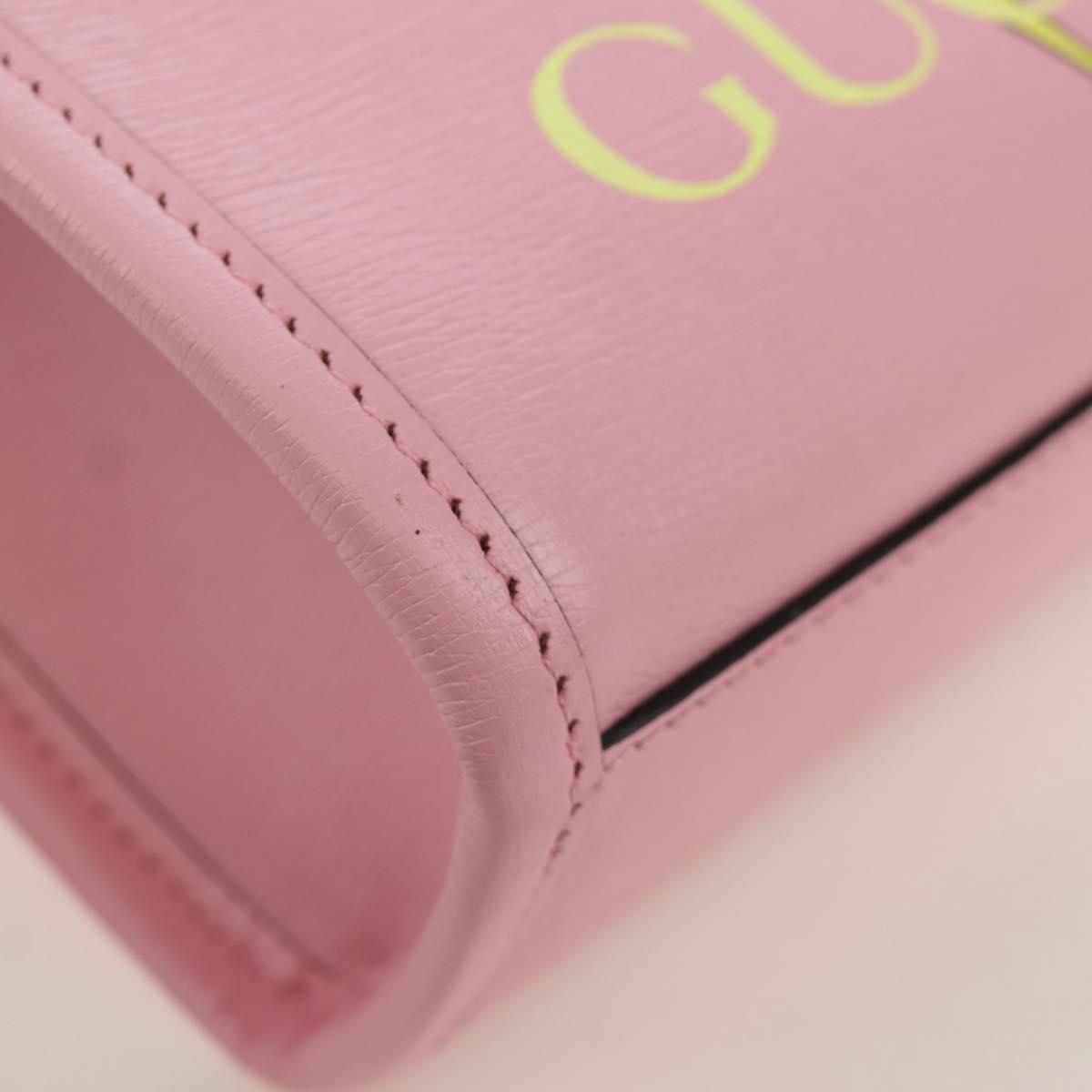 GUCCI Bananya Mini Tote Bag Leather 2way Pink Gold 671623 Auth AMZ534M