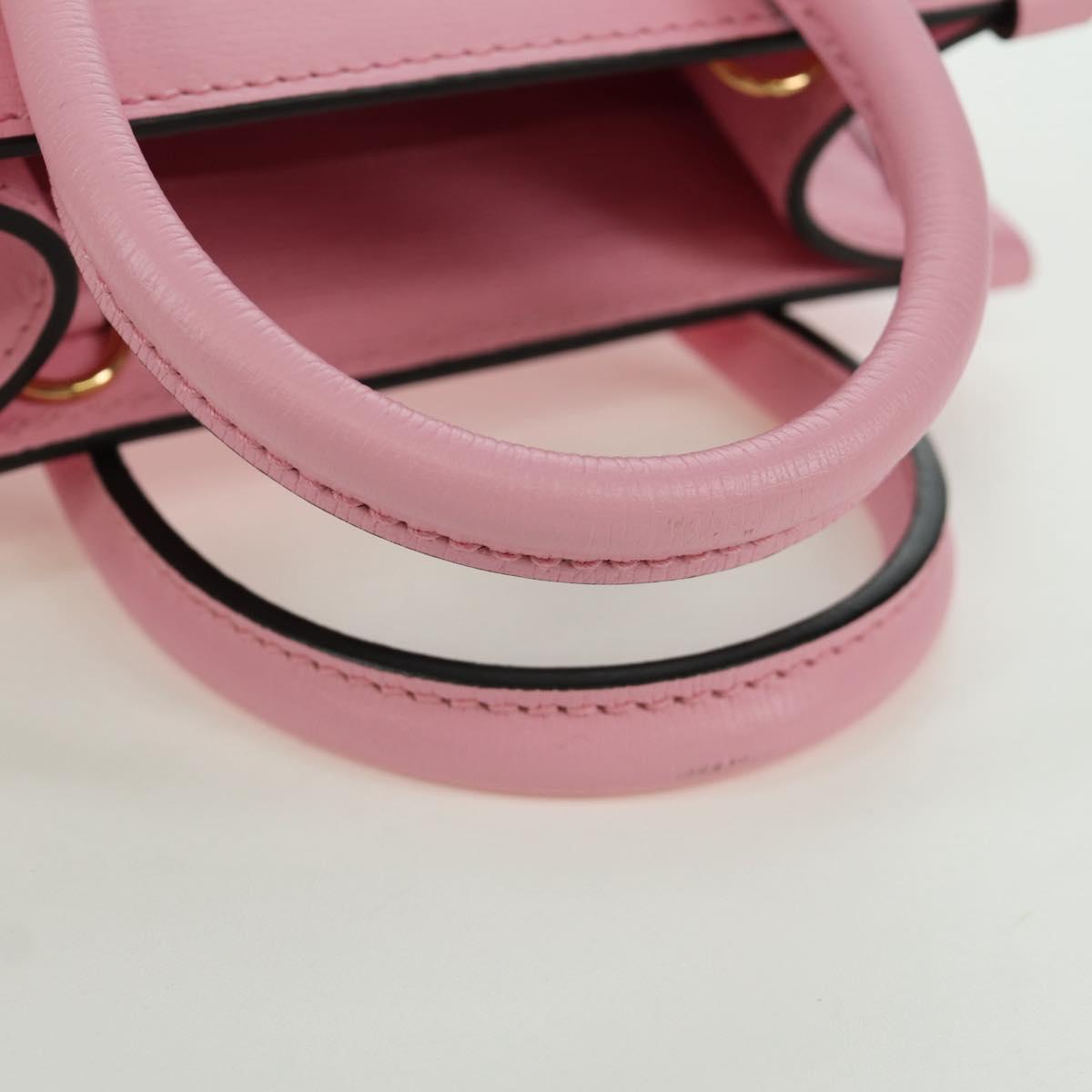 GUCCI Bananya Mini Tote Bag Leather 2way Pink Gold 671623 Auth AMZ534M