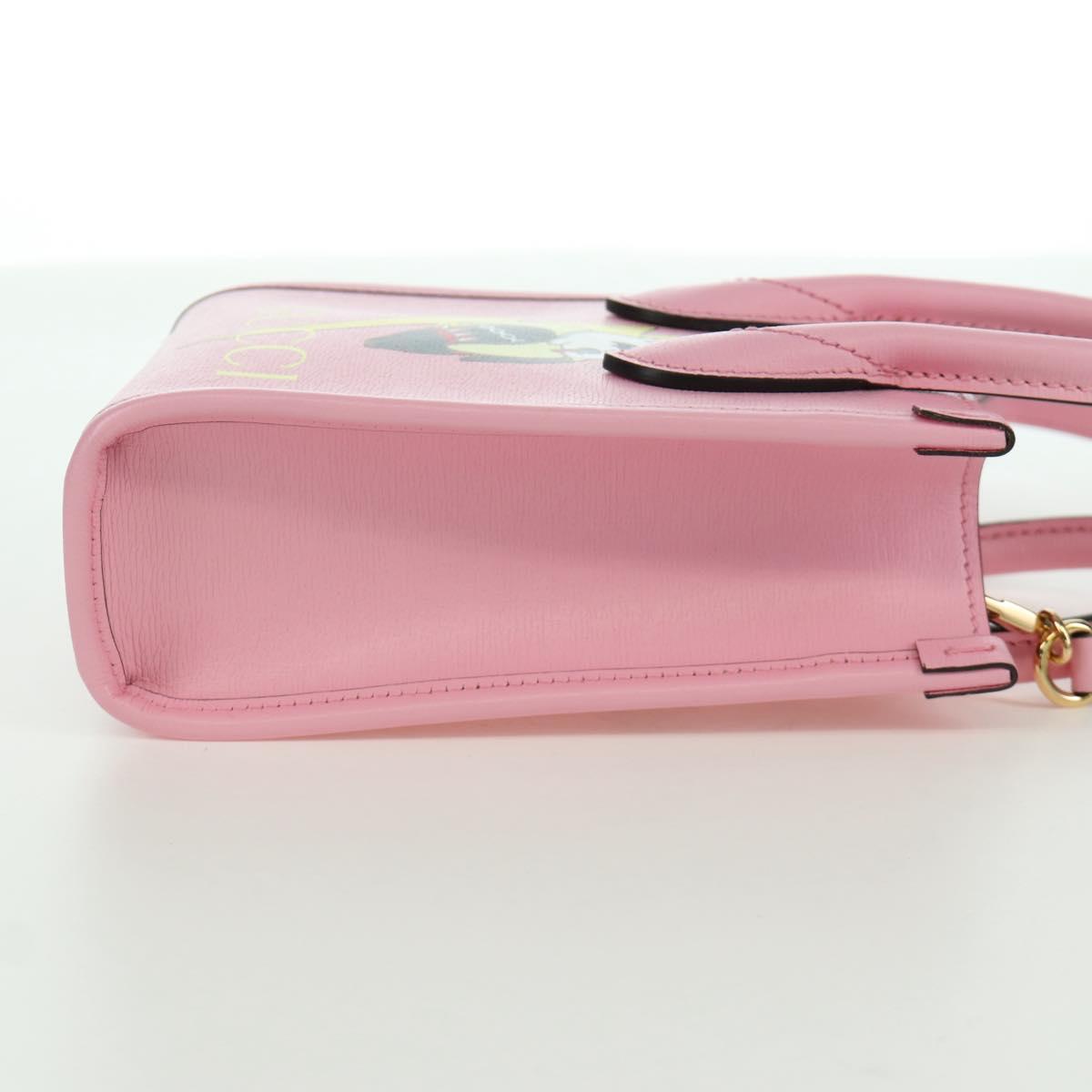 GUCCI Bananya Mini Tote Bag Leather 2way Pink Gold 671623 Auth AMZ535M