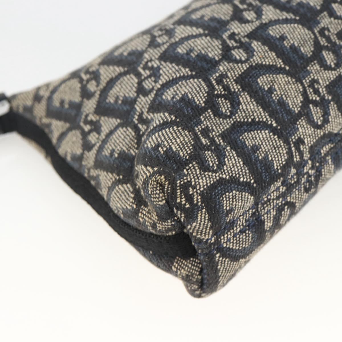 Christian Dior Trotter Canvas Shoulder Bag Navy Silver Auth AMZ538A
