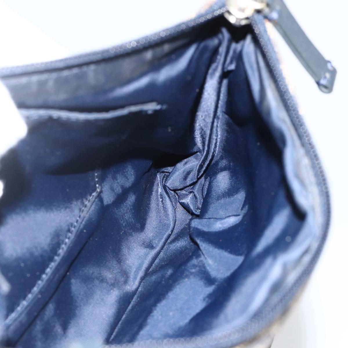 Christian Dior Trotter Canvas Shoulder Bag Navy Silver Auth AMZ538A