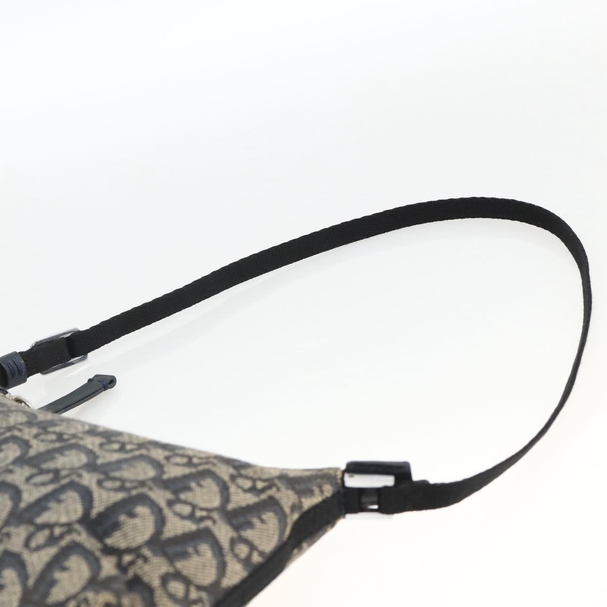 Christian Dior Trotter Canvas Shoulder Bag Navy Silver Auth AMZ538A